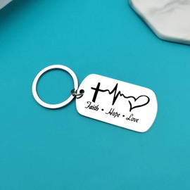 Xiahuyu Christian Gifts Inspirational Bible Verse Keychain Faith Hope Love Keychain Baptism Religious Jewelry Birthday Christmas Communion Faith Gifts for Women Men