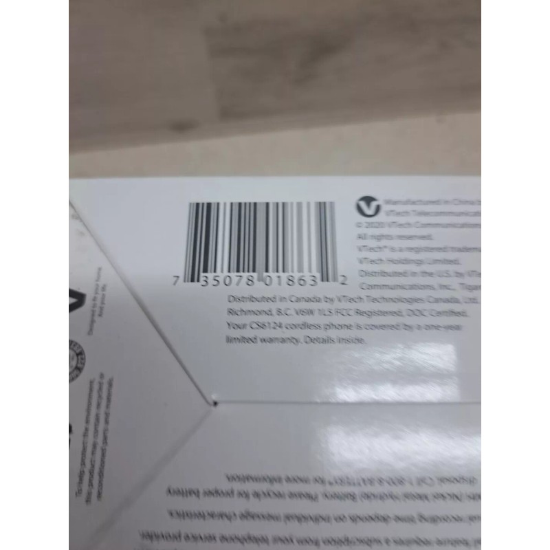 VTECH *CS6124* 1 HANDSET CORDLESS DIGITAL ANSWERING SYSTEM WHITE