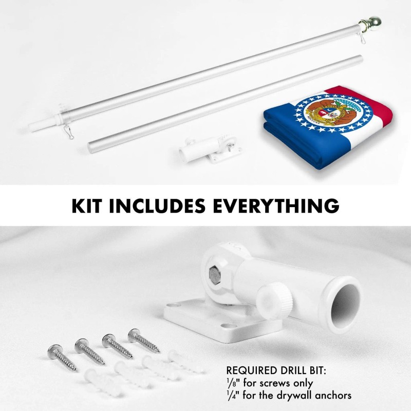 UD_G128 Combo Pack: 6 Ft Tangle Free Spinning Flagpole (Silver)