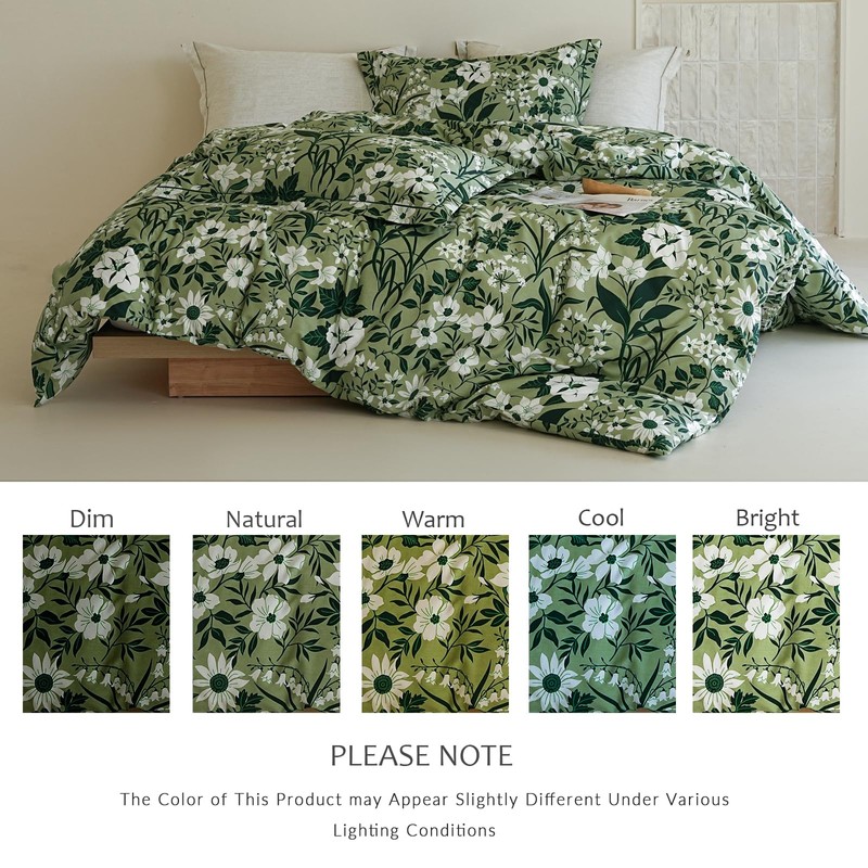 Floral Comforter Queen Size - 100% Cotton Green Comforter Set