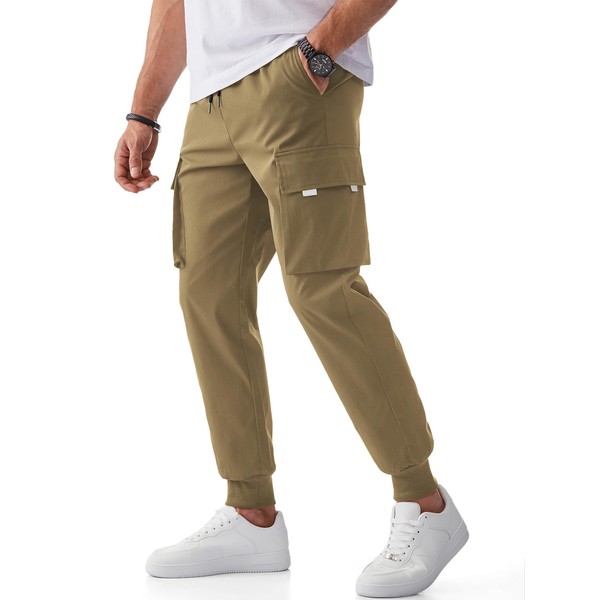 JMIERR Mens Joggers Pants Casual Cargo Pants Drawstring Elastic Waist
