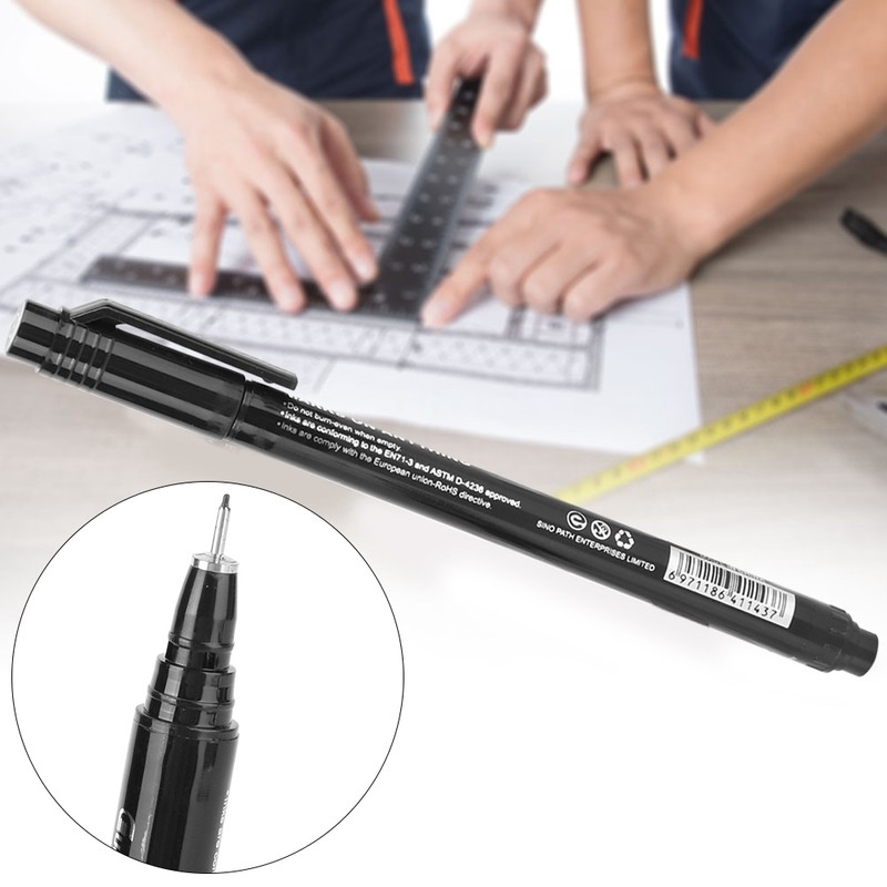 12pcs Micron Liner Fine Tip Marker Pen Black Water Based