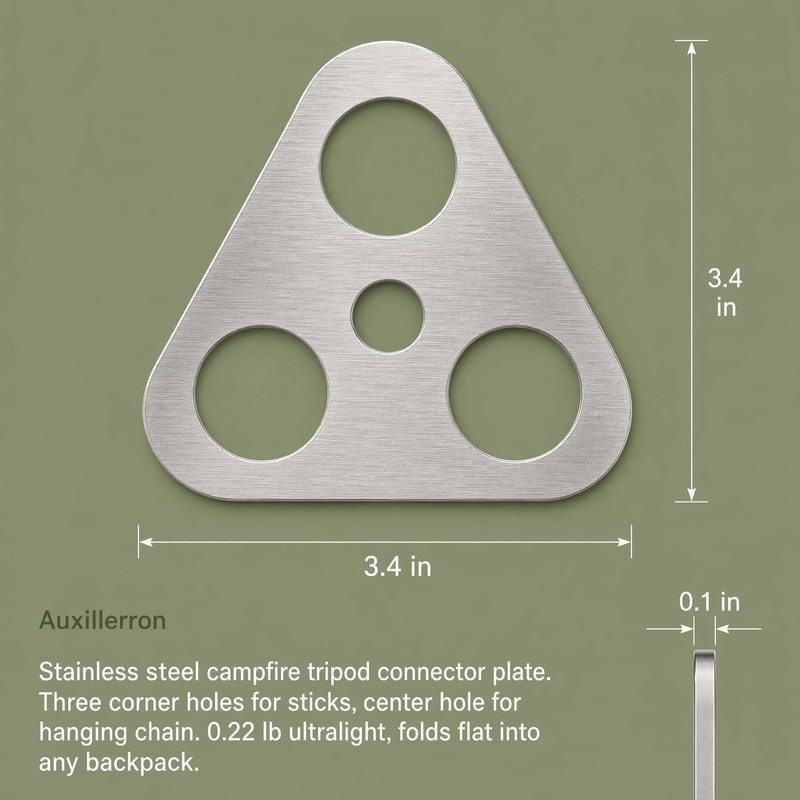 Folding Stainless Steel Tripod, Portable Camping Pot Hanger for Cooking