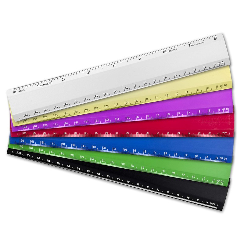 Alumicolor Aluminum Desk Ruler, 8IN, Blue