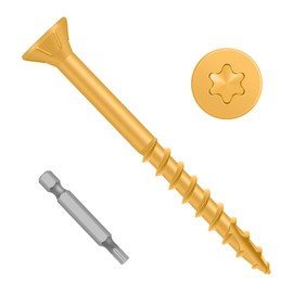 Wood Screws 2-1/2 Inch, #10 x 2-1/2" Deck Screws, Epoxy Coated Outdoor Deck Screws, T-25 Drive Bit Included, 100 PCS