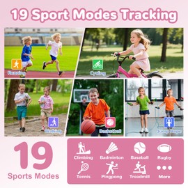 Kids Smart Watch for Boys Girls, Smart Watch for Kids with 19 Sports Modes Pedometer 14 Learning Games Alarm Clock Calculator 12/24 hr Educational Gifts Toys for Ages 4-12 Pink