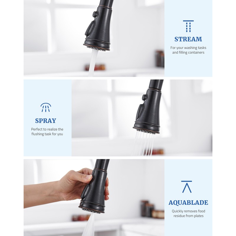 Kitchen Faucet Replacement Spray Head - with 15 Adapters, Pull