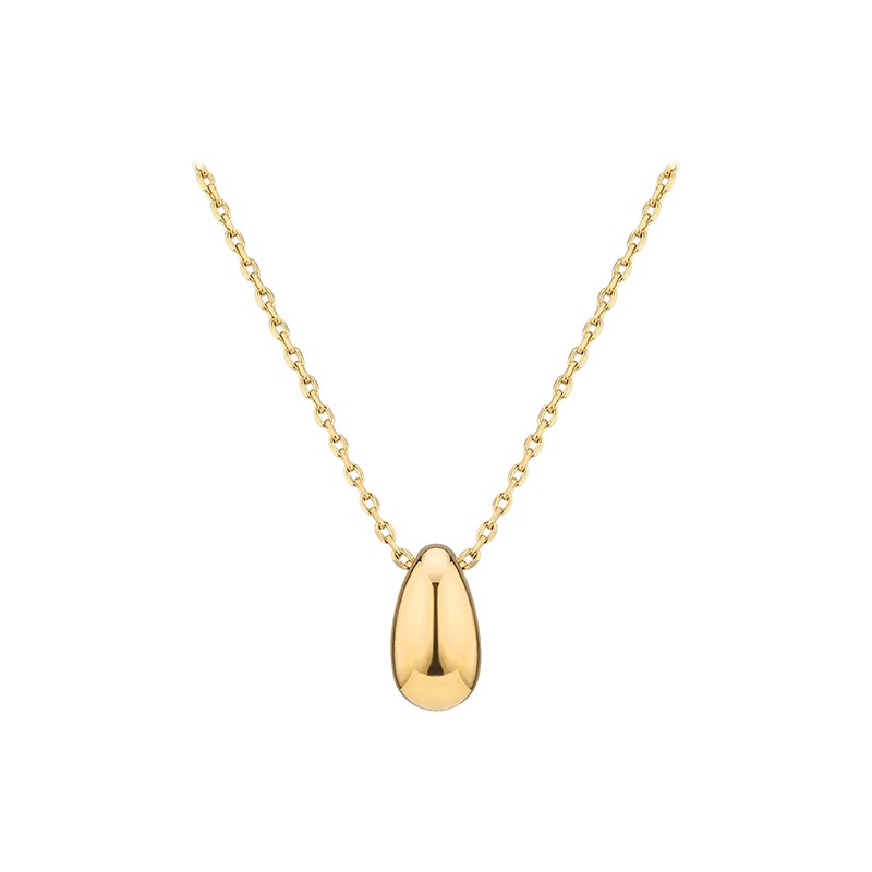 Gold&Deer 14KGP curve volume water drop necklace white gold /