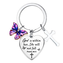 Christian Keyring Religious Gifts for Women Cross Keyring Inspirational Gift Bible Gifts for Mum Sister Daughter Best Friend
