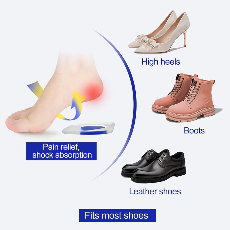 1 Pair Gel Heel Cups Plantar Fasciitis Inserts Pads for