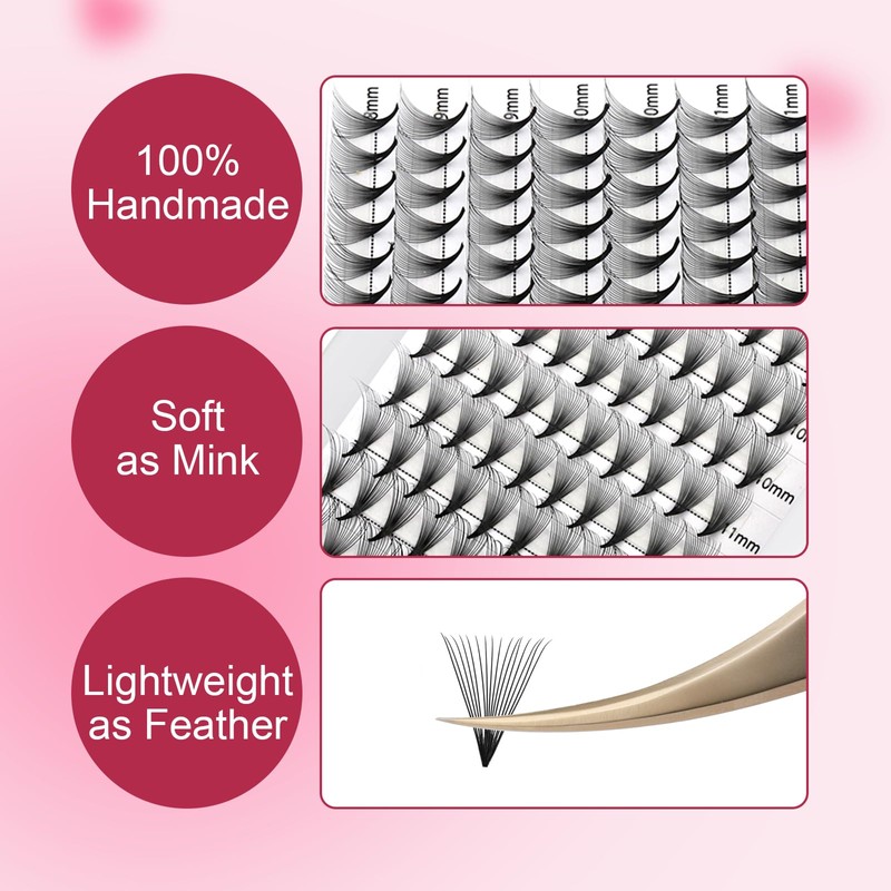 Volume Eyelashes, Pre-Fanned 16D Prefabricated Russian Eyelash Extension Volume Bouquet,
