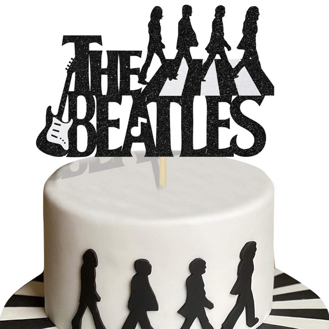 KAPOKKU Music Rock Cake Topper for The Beatles Theme Cake Decorations Glitter Party Supplies