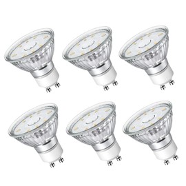 NUOVA GERMANY GU10 LED Light Bulbs Non-Dimmable, 5000K Daylight White GU10 Bulb, 5W LED Bulbs with 100°Flood Beam Lighting for Kitchen, Range Hood, Living Room, Bedroom, 6 Pack