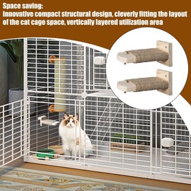2PCS Cat Climbing Steps for Cage, Wall Mounted Wood Cat Jumping Ladder Wood Space-Saving Kitten Paw Grinding Stairs, Pet Jumping Shelves for Wall Cage