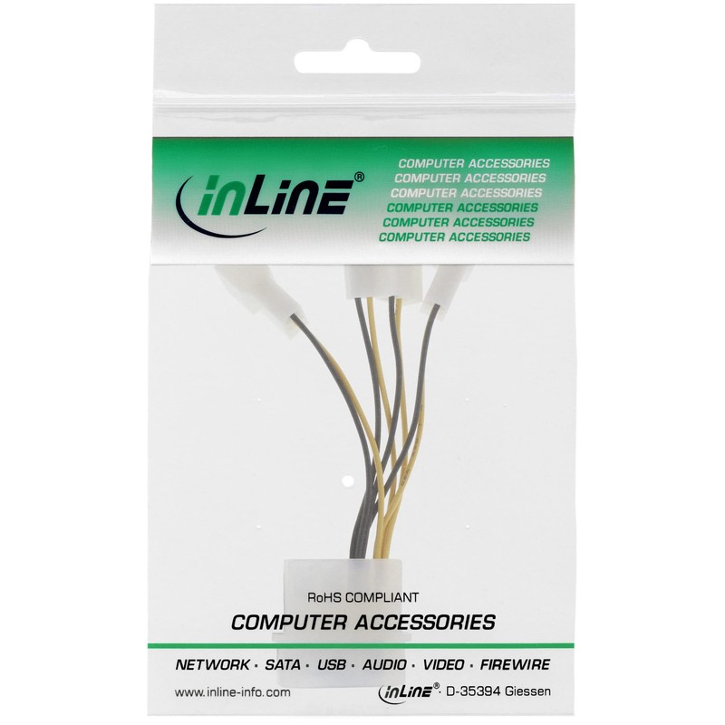 InLine® fan adaptorcable, 4x 3pol. an 13,34cm (5,25")