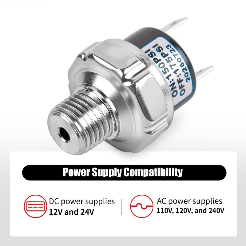 CNWZYMX 150-175 PSI Air Pressure Switch 1/4 NPT Thread for
