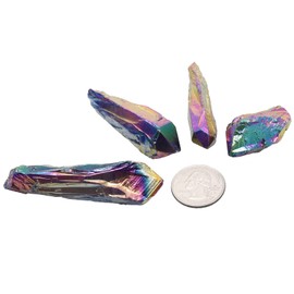 Nupuyai 1lb Irregular Shape Titanium Coated Natural Rock Crystal Dots Rough Stone Healing Crystal Sticks for Jewelry Making and Decoration