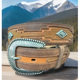 Justin Western Leather Concho Belt Size 36 NWT List $74 Rare Find!