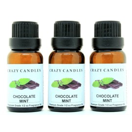 Crazy Candles Chocolate Mint 3 Bottles 1/2 FL Oz Each (15ml) Premium Grade Scented Fragrance Oil