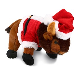 DolliBu Santa Wild Buffalo Stuffed Animal Plush Toy - Super Soft Wild Animal Dress Up with Red Santa Claus Outfit, Wildlife Gift, Perfect Holiday with Name Personalization - 9.5 Inches
