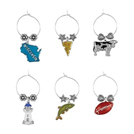 Wine Things 6-Piece Wisconsin Wine Charms, Painted