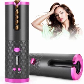 Unbranded Portable Automatic Hair Curler, Ceramic Rotating Wireless Auto Curling Iron Wand