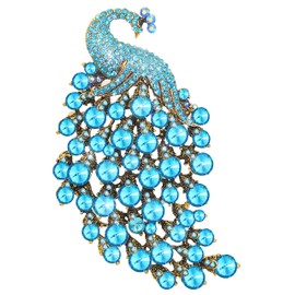 KristLand - Vintage Large Peacock Animal Brooch Lapel Pin Dainty Rhinestone Brooch Bird Costume Jewelry Accessories for Scarf Corsage, Crystal, crystals
