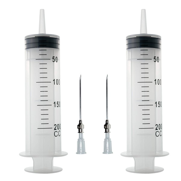 2Pcs-200ml syringe, 200cc syringe, Kitchen syringe glue syringe plastic syringe,