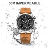 Reloj LIGE Hombre Cronógrafo Cuarzo Correa de Cuero Marrón Bisel