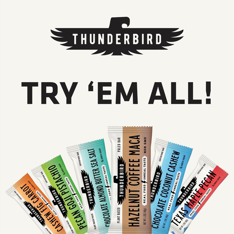 Thunderbird Bars Energy Snack, Gluten-Free with Protein, Healthy Real Food,