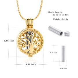 VCCWYQK Cremation Urn Necklace for Ashes Tree of Life with Urn Jar Necklace for Ashes Stainless Steel Jewelry Necklace for Women Men