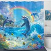 Accnicc Dolphin Shower Curtain Ocean Funny Rainbow Dolphins Shower Curtains