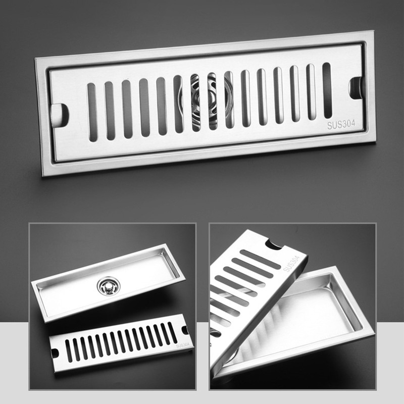 Shower Drain Long Stainless Steel Deodorant Removable Floor Drain for