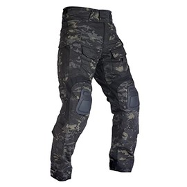 VOTAGOO G3 Combat Pants with Knee Pads Tactical Military Trousers Hunting Multicam Pants for Men Rip-Stop Airsoft Gear (Dark Black, 30)