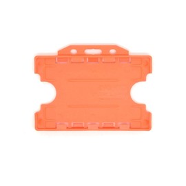 ALG ID Cards® Orange Double Sided/Dual Sided Rigid Orange ID Identity Card Pass Badge Holder for Neck Lanyard (Landscape/Horizontal) - Made in Britain from Recycled Plastic