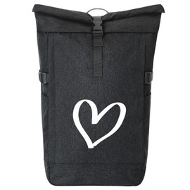 Huuraa Kurierrucksack Herz Heart Geschenk 30-44 Liter Black Melange Roll-Top Fairtrade Herz Geschenkidee