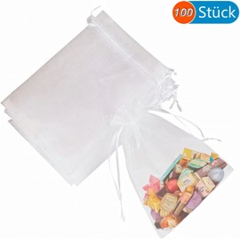MAOOY Organza Bags 15 x 20 cm White Pack of 100 Organza Bags for Filling Small Organza Bag Jewellery Bag for Wedding Christmas Gift Bag Grape Protection Bag