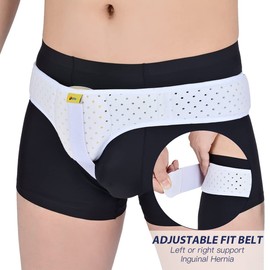 Tenbon Hernia Belt for Men, Inguinal Hernia Support, Medical Hernia Protection, Inguinal Brace for Single Sports Hernia, Adjustable Waist Belt with Removable (White, XL)