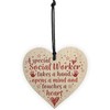 RED OCEAN Social Worker Gift THANK YOU Wooden Heart Birthday