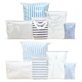 50 Pcs Reusable Ziplock Bags,Travel Clothes Storage Bags,Plastic Maternity Hospital Bag Organiser Pouches,Resealable Waterproof Luggage Bags for Clothes,Shoes, Cosmetics,Frosted & Transparent,5 Sizes