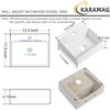 KARAMAG Small Vessel Sink 13"x11" Wall Mount Bathroom Sink Rectangular
