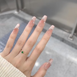 [NEURAD]ネイルチップ ミディアム 30枚入マグネットタイプ 清楚系セクシー ティーローズフレンチ × 磁石キャットアイ スモールジルコニア付け爪 夏向けショートネイル 人気 和風 かわいい 花嫁ネイル