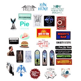 Conquest Journals Supernatural Winchester Brothers Vinyl Sticker Pack, 60 Unique Waterproof Decals, Featuring Sam, Dean, Castiel & Iconic Quotes, Includes 5 Holographic Stickers, Officially Licensed