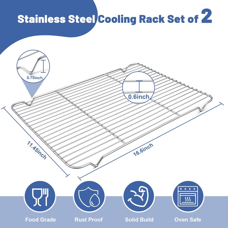 TeamFar Cooling Rack, 16.6” x 11.45” Stainless Steel Wire Baking