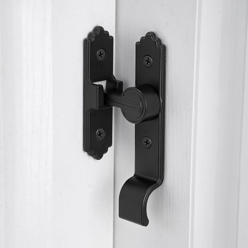 INIRET 2 Packs 90 Degree Black Barn Door Lock, Flip