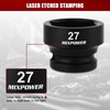 MIXPOWER 1/2" Drive Stubby Impact Socket,CR-MO,27mm,6-Point,Metric,Radius Corner Design, Axle Nut