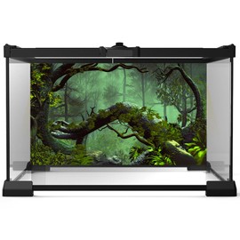 Foggy Forest Aquarium Background Stone Green Tree Terrarium Background Tropical Reptile Habitat Background Rainforest Aquarium Backdrop Durable Polyester Background Decor Vinyl 24x16in