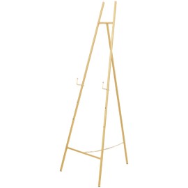 Deco 79 Metal Geometric Display Easel Tall Adjustable 3 Tier Floor Standing Easel with Chain Support, Display Stand 20" x 18" x 56", Gold