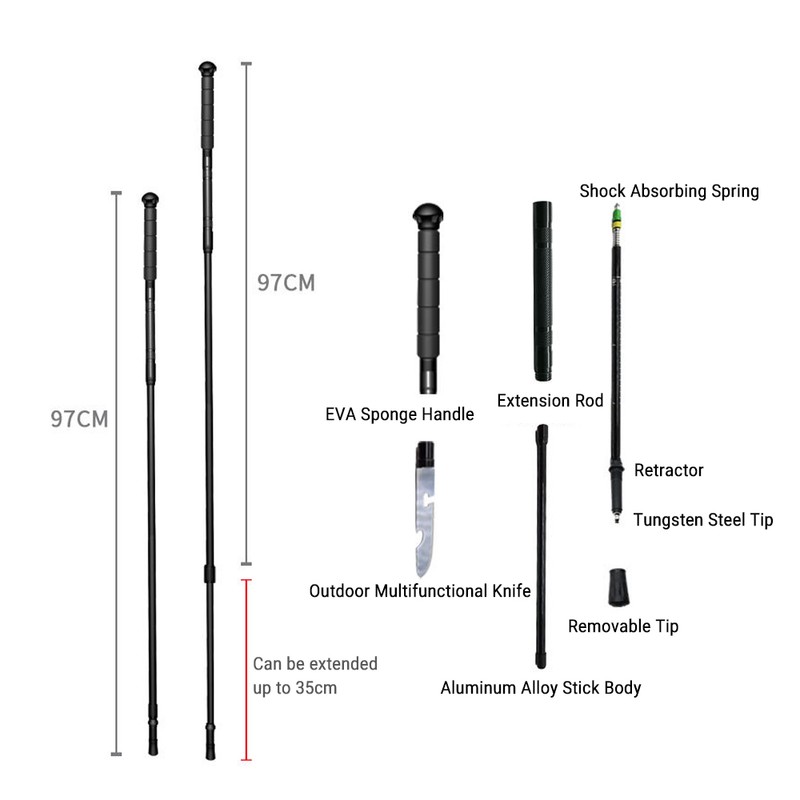 Mountaineering Telescopic Trekking Poles Aluminum Alloy Hiking Stick Collapsible Walking
