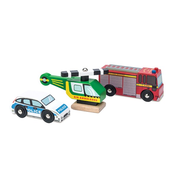 Le Toy Van - Cars & Construction Wooden Emergency Vehicle Set Car Toy Play Set - Set 3 Cars | Play Vehicle Kids Role Play Toys - Suitable For 2 Year Old +